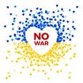 No War template. Blue and yellow Ukraine flag in heart silhouette. Concept of freedom and peace. Stop war and military aggression Royalty Free Stock Photo