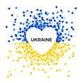 No War template. Concept of freedom and peace. Blue and yellow Ukraine flag in heart silhouette. Stop war and military aggression