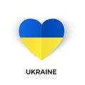 No War in Ukraine template. Concept of freedom and peace. Stop war and military aggression. Blue and yellow Ukraine flag in heart Royalty Free Stock Photo