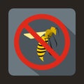 No wasp sign icon, flat style