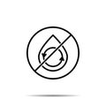 No water, drop, revers icon. Simple thin line, outline vector of water ban, prohibition, embargo, interdict, forbiddance icons for