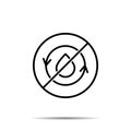 No water, revers, circle icon. Simple thin line, outline vector of water ban, prohibition, embargo, interdict, forbiddance icons Royalty Free Stock Photo