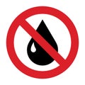 No water sign. No waterproof symbol. Water drop forbidden