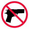 No weapon sign. Sign prohibited gun. Sign forbidden weapons. No guns allowed sign. Weapons banned. Royalty Free Stock Photo