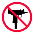 No weapon sign. Sign prohibited gun. Sign forbidden weapons. No guns allowed sign. Weapons banned.