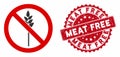No Wheat Icon with Grunge Meat Free Seal