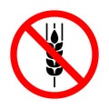 No wheat sign, Gluten free symbols. Bright warning icon, restriction sign on a white background