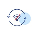 No wi-fi in refresh arrows. Data backup unavailable, no online cloud synchronization. Pixel perfect, editable stroke icon