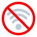 No wi-fi sign. Wifi prohibition symbol. Vector illustration.