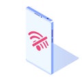 No wifi on smartphone vector isometric icon. Bad internet connection sign Royalty Free Stock Photo