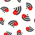 No WiFi vector icon.  Wi-Fi logo illustration. Lack of internet seamless pattern on a white background. Layers grouped for easy Royalty Free Stock Photo