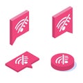 No wifi vector isometric icons set. Bad internet connection sign Royalty Free Stock Photo