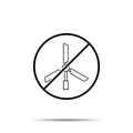 No windmill icon. Simple thin line, outline vector of sustainable energy ban, prohibition, embargo, interdict, forbiddance icons