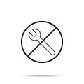 No wrench, diy icon. Simple thin line, outline vector of construction tools ban, prohibition, forbiddance icons for ui and ux, Royalty Free Stock Photo