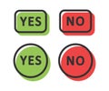 No and yes icon. Povitive and negative choise symbol. Sign app button vector