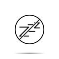 No zzz sleeping night sign icon. Simple thin line, outline vector of web ban, prohibition, embargo, interdict, forbiddance icons Royalty Free Stock Photo