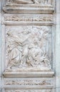 The Noah exits the ark, relief on portal of Saint Petronius Basilica in Bologna