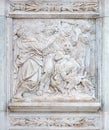 The Noah exits the ark, relief on portal of Saint Petronius Basilica in Bologna