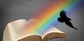 Noah rainbow raven open bible Royalty Free Stock Photo