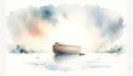 Noah\'s Ark. The Flood. Old Testament. Watercolor Biblical Illustration Royalty Free Stock Photo