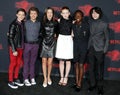 Noah Schnapp, Gaten Matarazzo, Millie Bobby Brown, Sadie Sink, Caleb McLaughlin and Finn Wolfhard Royalty Free Stock Photo