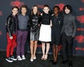 Noah Schnapp, Gaten Matarazzo, Millie Bobby Brown, Sadie Sink, Caleb McLaughlin and Finn Wolfhard Royalty Free Stock Photo