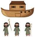 Noahs Ark and cartoon character set