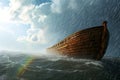 Noahs Ark, the vessel from the Genesis flood narrative by which God saves Noah.