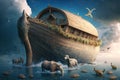 Noahs ark in water. Generative AI Royalty Free Stock Photo