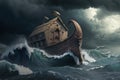 Noahs ark in water. Generative AI