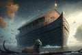 Noahs ark in water. Generative AI Royalty Free Stock Photo