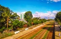 Noapara Railway Station, Noapar, Jashore, Bangladesh : July 27, 2019 : Long Rail Line, From The Flyover Observing The Beauty Of Na Royalty Free Stock Photo