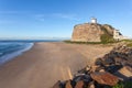 Nobbys Beach and Lighthouse at morning - Newcastle NSW Australia Royalty Free Stock Photo