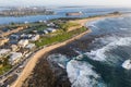 Nobbys Beach and Newcastle Harbour Aerial View Royalty Free Stock Photo