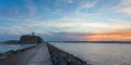 Nobbys Breakwall and Lighthouse - Newcastle NSW Australia Royalty Free Stock Photo