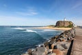 Nobbys Lighthouse and beach - Newcastle Australia Royalty Free Stock Photo