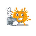 Nobecovirus mascot design as a professional photographer working with camera