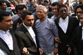 Nobel laureate Muhammad Yunus for a hearing at the labor court in Dhaka.