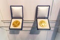 Nobel Peace Prize in UN Vienna Austria on white background. Horizontal orientation.