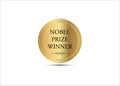 Nobel prize winner concept, music literature award, golden coin icon. The award of the year, abstract prize gold medal, pulitzer Royalty Free Stock Photo