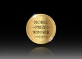 Nobel prize winner concept, music literature award, golden coin icon. The award of the year, abstract prize gold medal, pulitzer