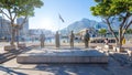 Nobel Square with the four statues commemorating south-african Nobel prize winners