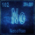 Nobelium chemical element, Sign with atomic number and atomic weight