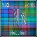 Nobelium chemical element, Sign with atomic number and atomic weight