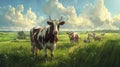 Noble Cows Gracing the Rural Landscape . Generative Ai Royalty Free Stock Photo