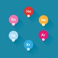 Noble gases flat icons Royalty Free Stock Photo