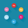 Noble gases flat icons Royalty Free Stock Photo