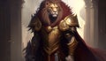 noble lion digital art illustration, Generative AI