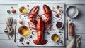 Noble lobster appetisingly presented with sauces Royalty Free Stock Photo