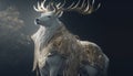 noble stag digital art illustration, Generative AI